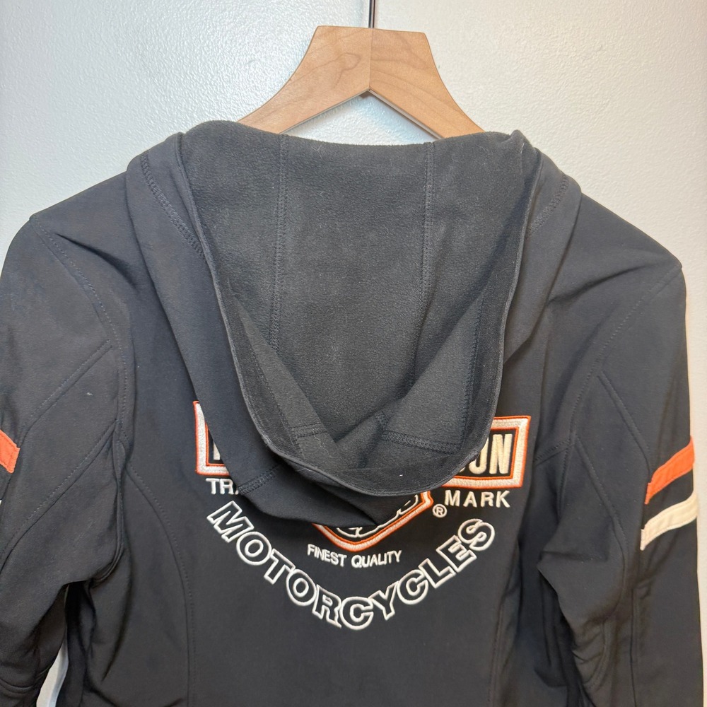 Harley Davidson Women's Black Softshell Hooded Jacket Embroidered Logo Medium - Picture 9 of 10
